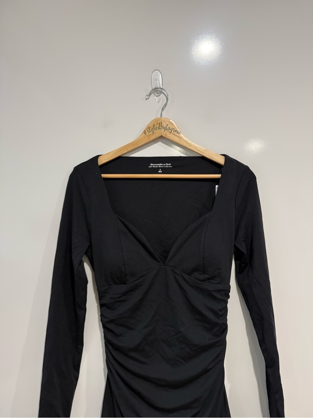NWT Abercrombie & Fitch Bra Free Plunge Knit Long Sleeve Mini Dress - Picture 6 of 8